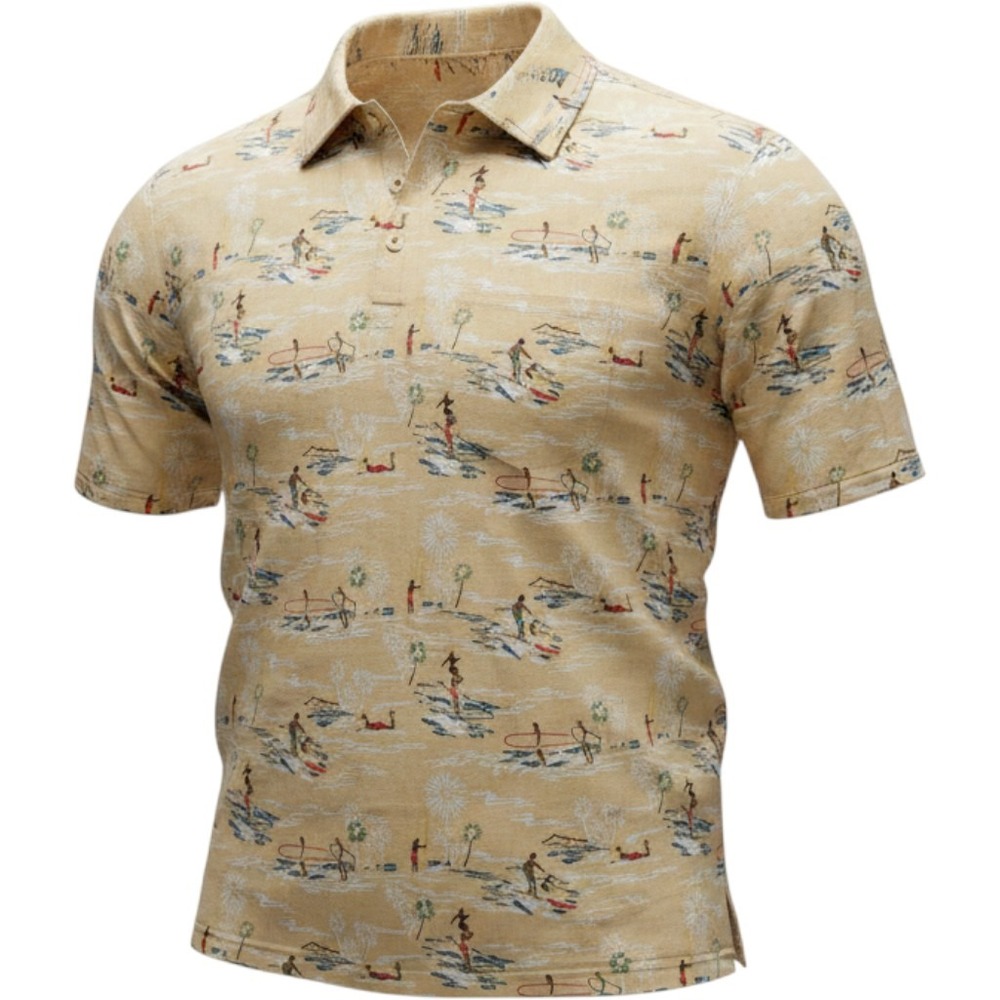 Reyn Spooner Surfer Print Limited Reissue Pullover Hawaiian Shirt XL Yellow